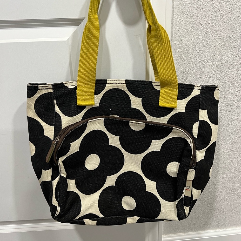 Orla Kiely Black and Cream Floral Shoulder Bag